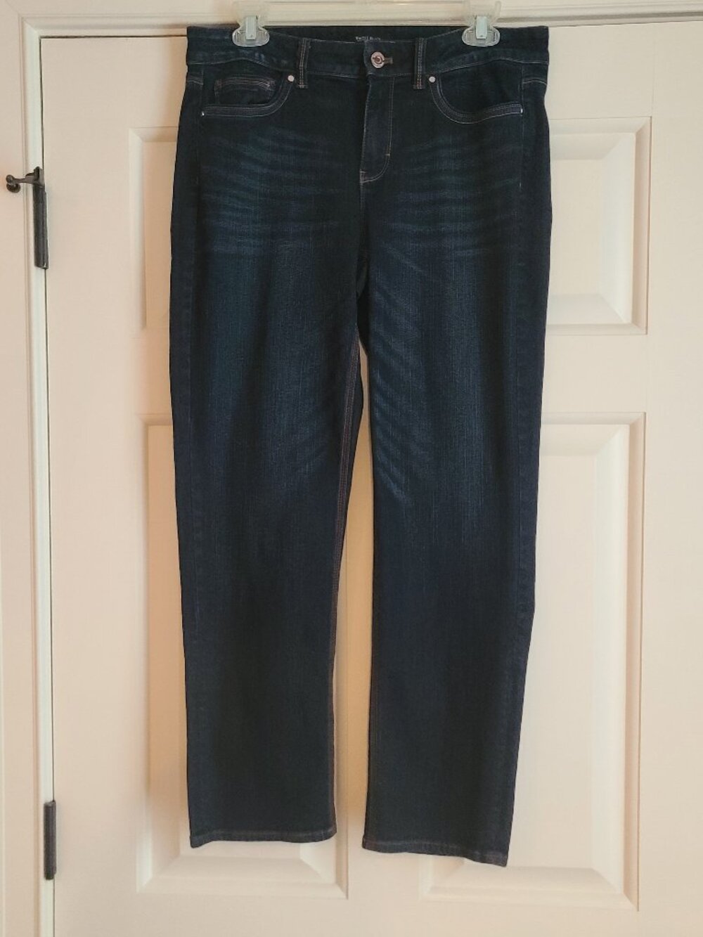 White House Sz 8 Black Market Contour Straight Leg Crop Jean Dark Wash 5-Pocket